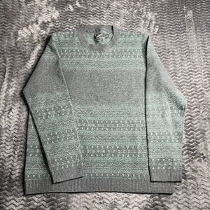 Grayers Tacoma Fairisle Crew Charcoal Green size Large